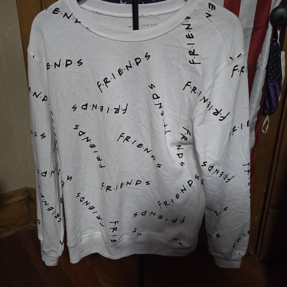 FRIENDS White Graphic Crew Neck Sweater